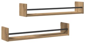 Falipolcok 2 db Artisan tölgy 80x16x14 cm Mérnök fa