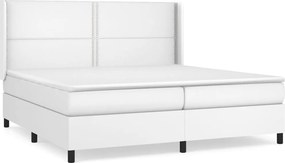 vidaXL fehér műbőr rugós ágy matraccal 200 x 200 cm