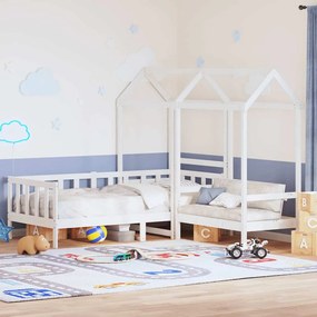 fehér tömör fenyőfa kanapéágy és pad tetővel 80 x 200 cm