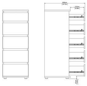 Fehér magas komód 40x107 cm Nova – Tvilum