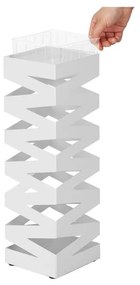 Esernyőtartó négyzet alakú, akasztókkal, fehér 15x15x49cm