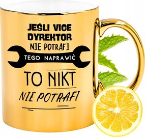 Arany csillogó bögre az igazgatóhelyettesnek ajándék fényképes nyomtatással