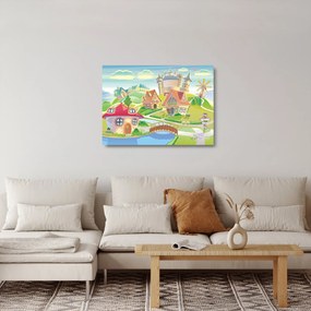 Kép - színes város (üvegen) (70x50 cm)