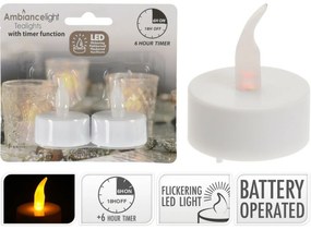 LED villogó teásgyertyák, 3,8 cm, 2 db-os szett,elemes, időzítővel