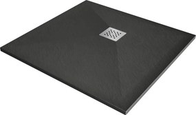 Mexen Stone+ kompozit négyzet alakú zuhanytálca 70 x 70 cm, antracit - 44717070
