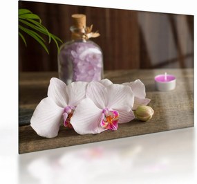 Üveg kép - Gyertya és orchidea (70x50 cm)