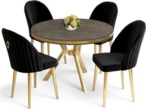 Mos étkezőgarnitúra, antracit-arany, 90 cm – TR240CHR2908