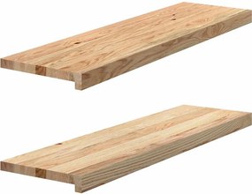 vidaXL 2 db tömör tölgyfa lépcsőfokok kezeletlen 90x25x2 cm