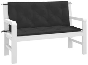 2 db fekete oxford szövet kerti padpárna 120 x 50 x 7 cm