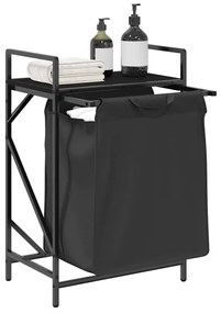 fekete tölgyfa mosodai kosár 1 rekeszes polccal