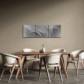 Kép - Csepp a virágon, fekete-fehér (órával) (90x30 cm)