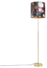 Állólámpa arany/bronz színű, bársony árnyékolóval, virágmintás 40/40 cm - Parte