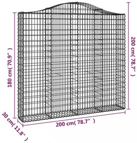 7 db íves horganyzott vas gabion kosár 200x30x180/200 cm