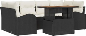 vidaXL Kerti Kanapé Szett párnával 7 pcs Fekete és krémszínű
