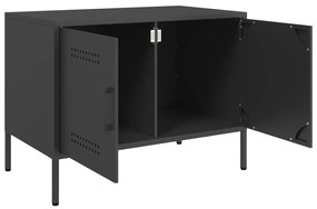 2 db fekete acél TV-szekrény 68 x 39 x 50,5 cm