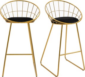 HOMCOM 2 darabos Magas Konyhai Bárszék Szövet Üléssel Acapulco Székek Támlával és Lábtartóval 52.5x47x97 cm Arany | Aosom