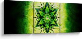 Kép - Virág mandala zöld háttérrel (órával) (90x30 cm)