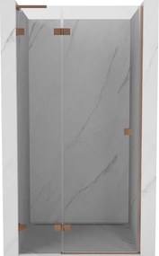 Mexen Lunar L nyitható bal oldali zuhanyajtó 125 cm, átlátszó, kefe-csiszolt réz - 834L-125-000-65-00-L