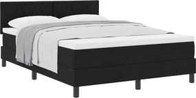 vidaXL Boxrugós ágy matracmal fejtámlával Fekete 160 x 200 cm szövet