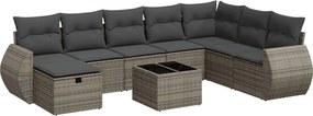 vidaXL 9 részes szürke polyrattan kerti ülőgarnitúra párnákkal