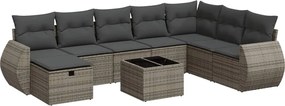 vidaXL 9 részes szürke polyrattan kerti ülőgarnitúra párnákkal