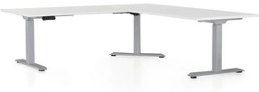 OfficeTech Angle állítható magasságú asztal, 180 + 120 cm, szürke alap, fehér