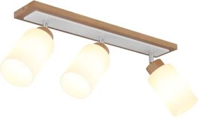 Globo 15977-3 Mennyezeti lámpa, barna fa, matt fehér fém, krómozott fém, matt fehér üveg, forgatható/dönthető, HxSzxM: 599x103x220mm, 3x E27 60W 230V izzók nélkül
