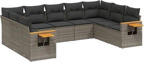 vidaXL 9 részes szürke polyrattan kerti ülőgarnitúra párnákkal