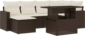 vidaXL 7 részes barna polyrattan kerti ülőgarnitúra párnákkal