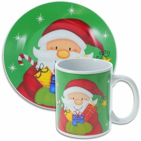 Santa stoneware mug and plate set