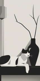 Poszter 50x100cm Macska szürke árnyalatokban