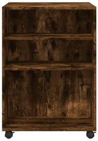 füstös tölgy színű szerelt fa kisasztal kerekekkel 55x60x78 cm