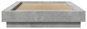 betonszürke szerelt fa ágykeret 90 x 190 cm