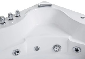 Fehér whirlpool masszázskád LED világítással 205 x 146 cm TOCOA Beliani