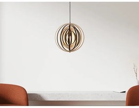 Fából készült függőlámpa kábelen, 1xE27/60W/230V, átm. 43,5 cm, tömörfa/furnér/kaucsukfa