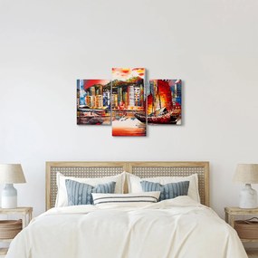 Kép - Victoria Harbour, Hong Kong, olajfestmény (90x60 cm)