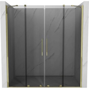 Mexen Velar Duo, tolózuhanyajtó nyitáshoz 180 cm, 8mm szürke üveg, arany fényes, 871-180-000-42-50