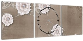 Kép - drapéria virágokkal (órával) (90x30 cm)