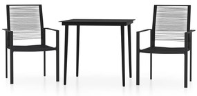 vidaXL 3 részes fekete kerti étkezőgarnitúra
