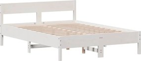 vidaXL fehér tömör fenyőfa ágy matrac nélkül 160 x 200 cm