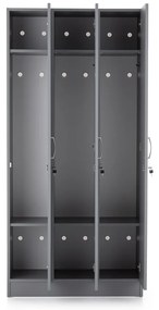 Fa gardrób Visio LUX - 3 rekeszes, 90 x 42 x 190 cm, szürke