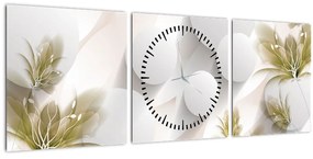 Kép - 3D körök virágokkal (órával) (90x30 cm)