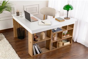 Íróasztal borovi fenyő dekorral 120x130 cm Vesper – Kalune Design