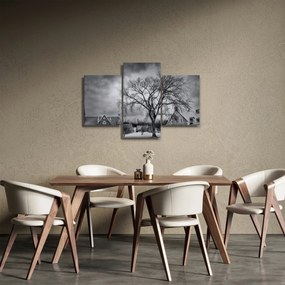 Fekete fehér falu képe (90x60 cm)