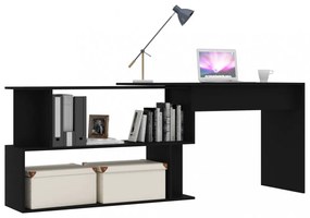 fekete szerelt fa sarokasztal 200 x 50 x 76 cm