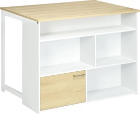 HOMCOM Bővíthető Bárasztal Hajtható Szárnnyal Bistro Asztal Raktározó Rekeszekkel és 1 Ajtóval Konyha Étkezőbe 116x79,5x91 cm Fehér | Aosom