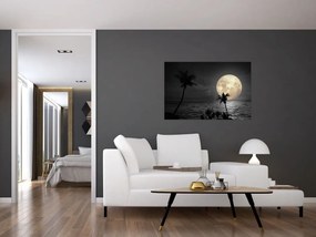 Kép - A strand a telihold alatt szürke tónusokkal (90x60 cm)