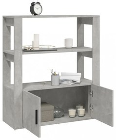 betonszürke szerelt fa tálalószekrény 80x30x90 cm