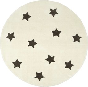 átm. 100 cm Kerek Szőnyeg Puha Világos Krémszínű Csillagok A Gyerekszobába
