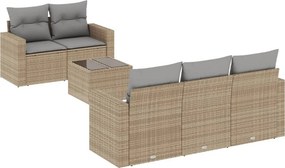 vidaXL 6 részes bézs polyrattan kerti ülőgarnitúra párnával